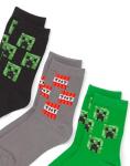 Minecraft Socks Kids Boys Creeper Face Assorted 3 Pack Grey Green Black 12.5-3.5 UK Kids