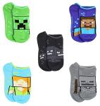 Minecraft Boys' Low Cut Socks, 5 Pair Pack, Green, Medium