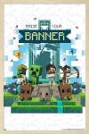 Trends International Minecraft: Legends - Raise Your Banner Wall Poster, 34L x 22.4W, Blonde Framed Version