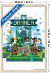 Trends International Minecraft: Legends - Raise Your Banner Wall Poster, 34L x 22.4W, Blonde Framed Version