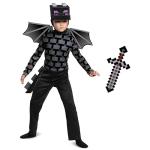 Disguise Ender Dragon Classic Costume and Minecraft Netherite Sword Bundle, Child Size S (4-6)