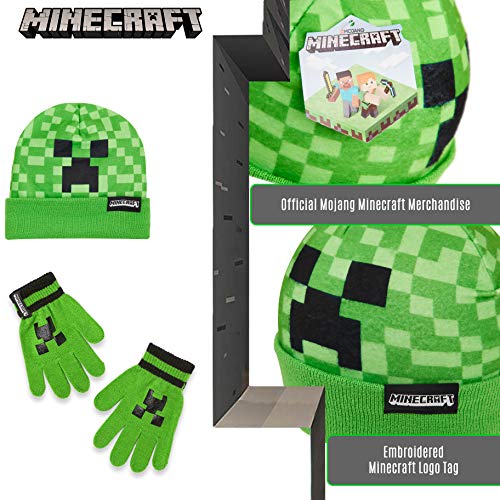 Minecraft Creeper Beanie and Gloves Set for Kids