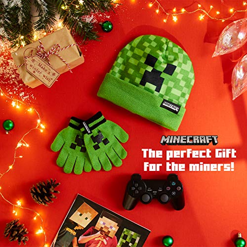 Minecraft Creeper Beanie and Gloves Set for Kids