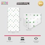 Minecraft Official Single Fitted Sheet | Grids Design | Designed for Single Bed | Soft Polyester with Elastic Edge | Perfect for Nursery | Green and White