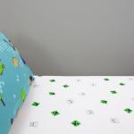 Minecraft Official Single Fitted Sheet | Grids Design | Designed for Single Bed | Soft Polyester with Elastic Edge | Perfect for Nursery | Green and White