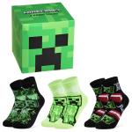 Minecraft Boys Calf Length Socks, Size 6–14 Yrs, 3 or 5 Pack Soft Cozy Sports School Creeper Socks, Gamer Gifts for Boys (Green Cube - 3 Pack, 4.5/7.5 US, 9-14 Years)