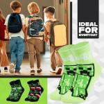 Minecraft Boys Calf Length Socks, Size 6–14 Yrs, 3 or 5 Pack Soft Cozy Sports School Creeper Socks, Gamer Gifts for Boys (Green Cube - 3 Pack, 4.5/7.5 US, 9-14 Years)