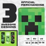Minecraft Boys Calf Length Socks, Size 6–14 Yrs, 3 or 5 Pack Soft Cozy Sports School Creeper Socks, Gamer Gifts for Boys (Green Cube - 3 Pack, 4.5/7.5 US, 9-14 Years)