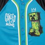 Minecraft Creeper Little Boys Mesh Baseball Jersey Athletic V-neck Raglan Button Down Shirt Teal Blue/Black 6