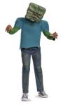 Minecraft Movie Zombie Costume Kids Sz M 7-8 Glow In The Dark Mask Costume NWOT