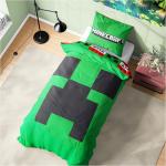 Get Trend Minecraft Single Duvet Cover Set with Pillowcase for Boys, 53"x79", Reversible Creeper TNT, Soft Boys Bedding, Gamer Gifts for Kids (Green Minecraft)