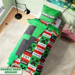 Get Trend Minecraft Single Duvet Cover Set with Pillowcase for Boys, 53"x79", Reversible Creeper TNT, Soft Boys Bedding, Gamer Gifts for Kids (Green Minecraft)