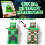 Get Trend Minecraft Single Duvet Cover Set with Pillowcase for Boys, 53"x79", Reversible Creeper TNT, Soft Boys Bedding, Gamer Gifts for Kids (Green Minecraft)