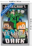 Trends International Minecraft - Beware Of The Dark Wall Poster, 22.4L x 14.7W, Gray Framed Version