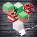 Minecraft Smart Wall Lights, 6 LED RGB Panels with Creeper, TNT and Grass Blocks