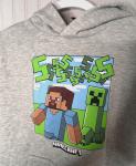 Minecraft Boys HOODIE SWEATSHIRT L Gray Graphic Pullover Cotton Pocket  NEW