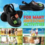 Minecraft Boys Clogs Slip On Sandals Kids Summer Shoes Outdoor Water Shoes for Pool Beach Travel Creeper Gifts for Gamers(Black with Charms, 1-2 US)