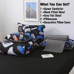 JQinHome Full Gamer Comforter Set for Boys,6 Piece Bed in A Bag 3D Video Game Bedding -All Season Soft Microfiber Down Alternative Comforter Gamer Bedding Sets for Kids(Gamepad Collection)