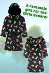 Minecraft Bath Robe for Boys, Teens Hooded Fleece Robe Cozy Loungewear Soft Nightwear Creeper Gamer Gifts for Kids (11-12 Years, Black)