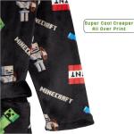 Minecraft Bath Robe for Boys, Teens Hooded Fleece Robe Cozy Loungewear Soft Nightwear Creeper Gamer Gifts for Kids (11-12 Years, Black)