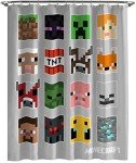 Minecraft Mobs & Blocks Shower Curtain by Jay Franco