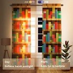 Minecraft Pixelated Bookshelf Curtains for Kids Room