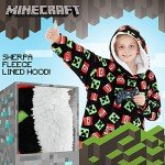 Minecraft Kids Sherpa Hoodie Blanket - Black