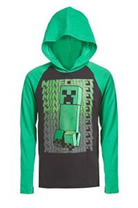 Minecraft Boys Creeper Hoodie Tee - Green/Grey
