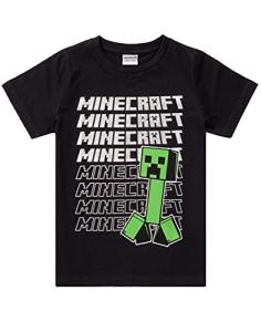 Boys' Black Minecraft Creeper T-Shirt, Size 7-8