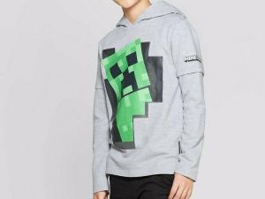 Boys' Minecraft Creeper Hoodie Long Sleeve Shirt