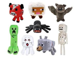 Minecraft Plush Toy Set: Creeper, Pig, Wolf & More