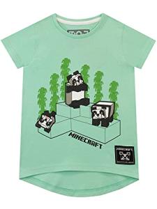 Minecraft Green Panda T-Shirt for Girls, Size 10