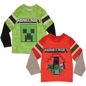Minecraft Characters Long Sleeve T-Shirt 2-Pack for Kids