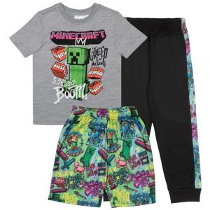 Minecraft Boys' 3-Piece Apparel Set: T-Shirt & Shorts