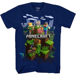 Minecraft Adventure Scene Youth T-Shirt - Navy Large