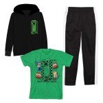 Minecraft Boys' 3-Piece Hoodie, Jogger & T-Shirt Set