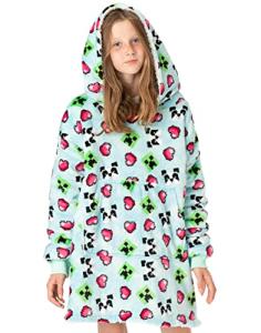 Minecraft Girls' Blue Creeper Hoodie Blanket