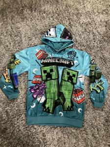 Teal Green Minecraft Graffiti Hoodie for Boys