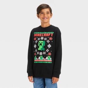 Boys' XL Black Minecraft Christmas Sweatshirt
