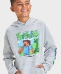 Boys Gray Minecraft Pullover Sweatshirt, Large