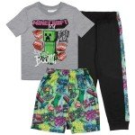 Minecraft Boys 3-Piece T-Shirt and Shorts Set