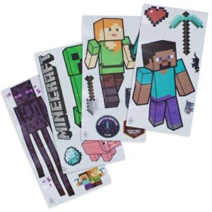 Paladone Minecraft Peel and Stick Wall Decals - Reusable Vinyl Sticker Clings - Minecraft Bedroom Wall Art Decor for Boys Room - 4 Sheets
