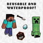 Paladone Minecraft Peel and Stick Wall Decals - Reusable Vinyl Sticker Clings - Minecraft Bedroom Wall Art Decor for Boys Room - 4 Sheets