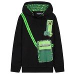 Minecraft Hoodie for Boys Teenagers Hooded Sweatshirt Creeper Youth Pullover Gamer Sweater Fashion Casual Gifts for Boys (Black/Green, 13-14 Years)