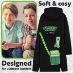 Minecraft Hoodie for Boys Teenagers Hooded Sweatshirt Creeper Youth Pullover Gamer Sweater Fashion Casual Gifts for Boys (Black/Green, 13-14 Years)