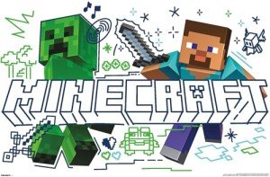 Trends International Minecraft: Doodle - Steve & Creeper Wall Poster, 34L x 22.4W, Unframed Version