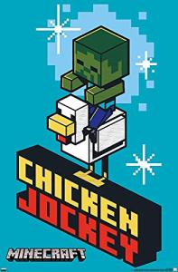 Trends International Minecraft - Chicken Jockey Wall Poster, 34L x 22.4W, Premium Unframed Version