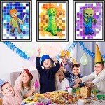 Mining Fun Pixel Miner Art Wandposter,Gamer Themed Wall Decor,ungerahmtes Set mit 6 Drucken, 20.3x25.4 cm, Teenager-Jungen-Schlafzimmer, Spielzimmer