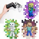 Mining Fun Pixel Miner Art Wandposter,Gamer Themed Wall Decor,ungerahmtes Set mit 6 Drucken, 20.3x25.4 cm, Teenager-Jungen-Schlafzimmer, Spielzimmer