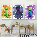 Mining Fun Pixel Miner Art Wandposter,Gamer Themed Wall Decor,ungerahmtes Set mit 6 Drucken, 20.3x25.4 cm, Teenager-Jungen-Schlafzimmer, Spielzimmer